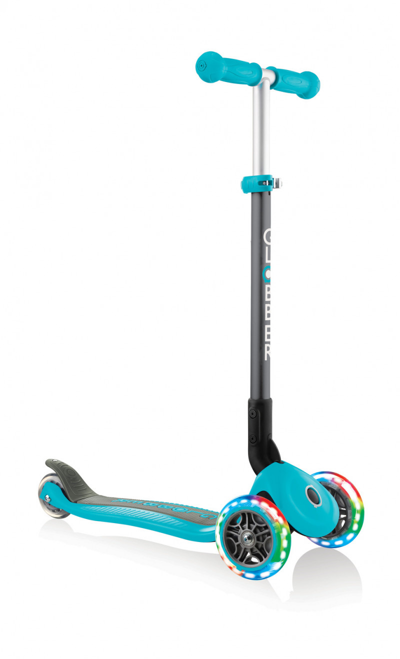 Globber Foldable Kids Light Up Scooter Teal