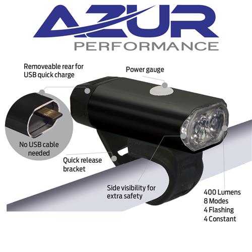 Azur USB Fuzion 400 Headlight Alloy Body